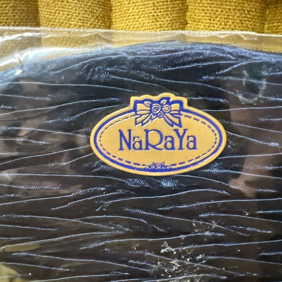 NWT in Plastic NaRaYa Sm Navy Blue Ruffled Satin Rope Strap Classic Y2K Elegant - Picture 15 of 16